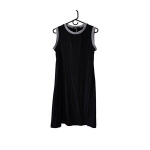 MEROKEETY Black Tank Midi Dress Sleeveless Striped Casual Womens Medium